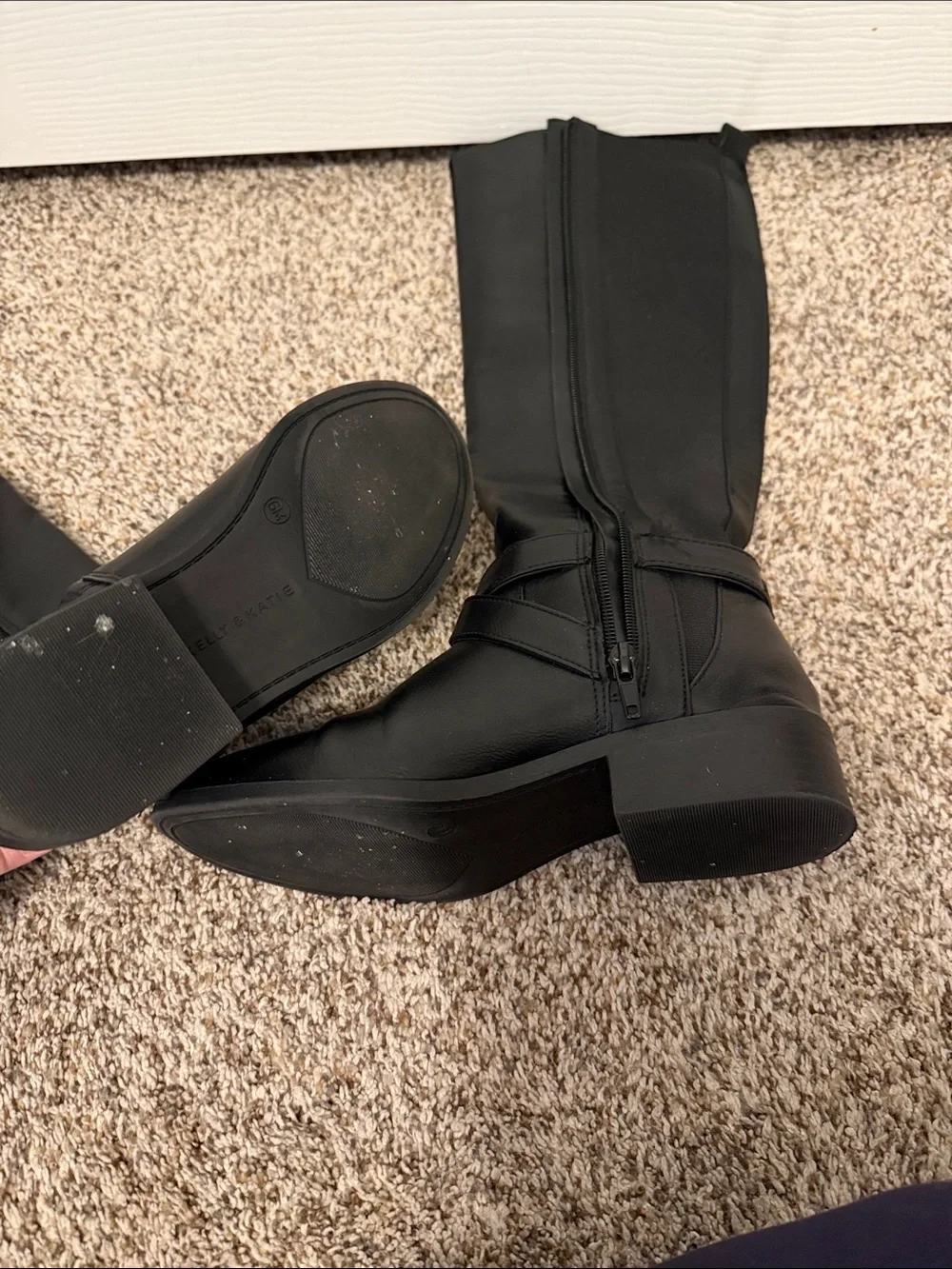 Kelly & Katie Black Over-the-Knee Riding Boots with Buckle Strap